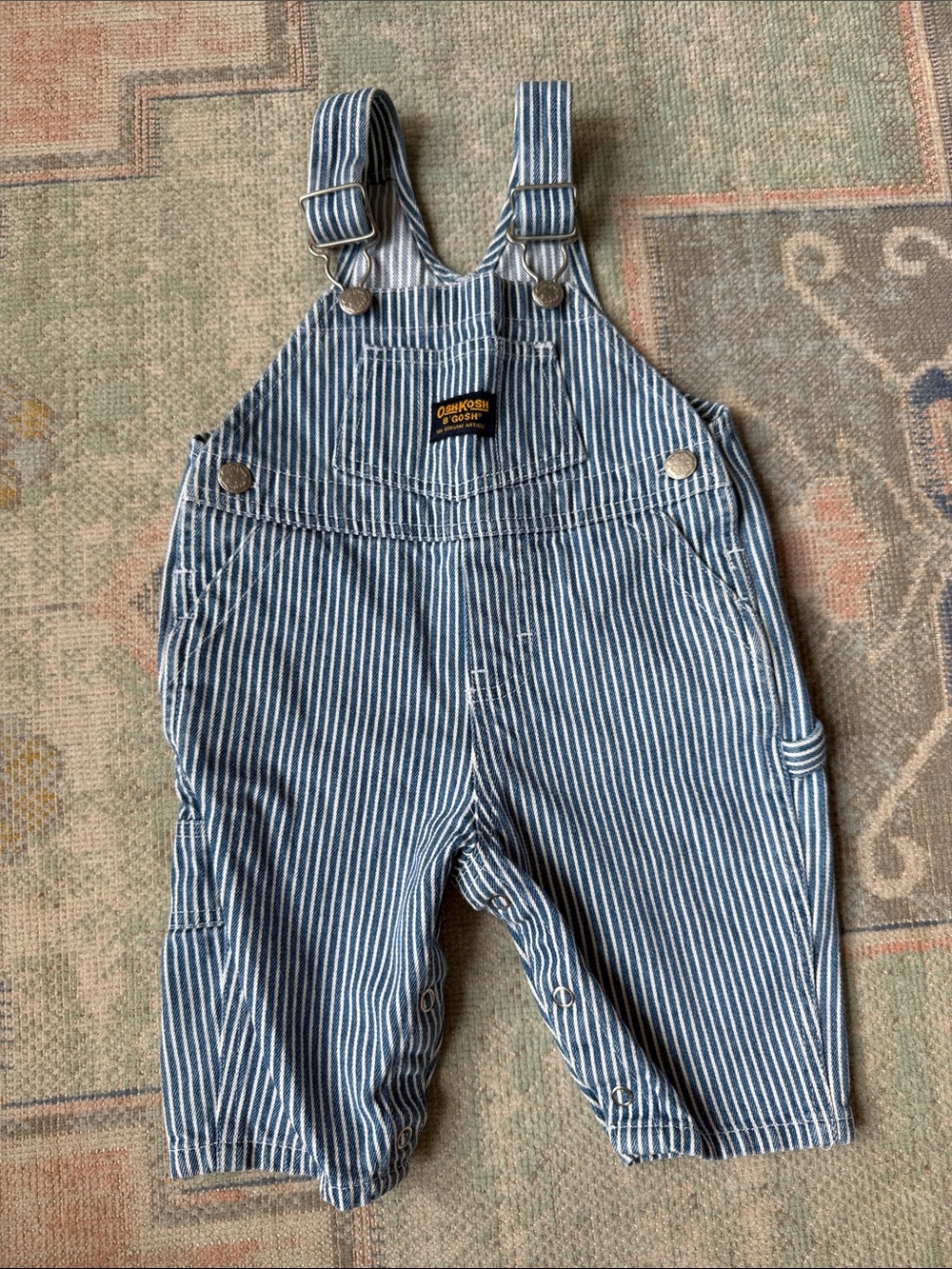OshKosh B'gosh Navy and White Striped Overalls